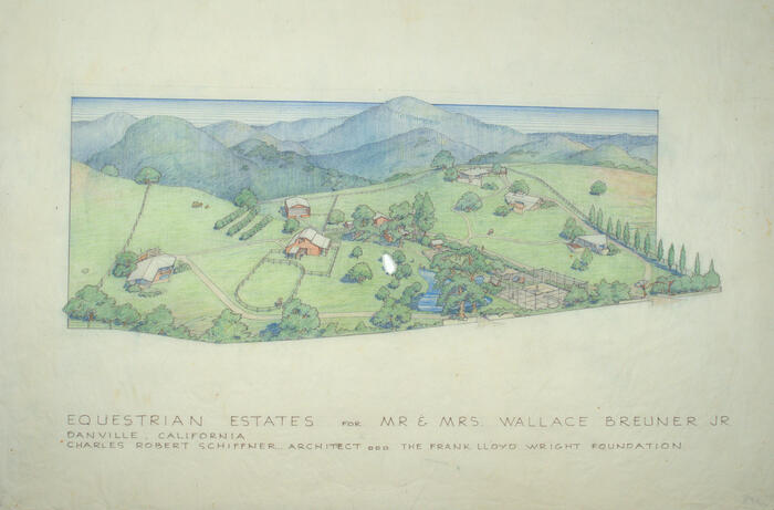 Drawing: Aerial Perspective View, House Remodel for Wallace Breuner Ranch