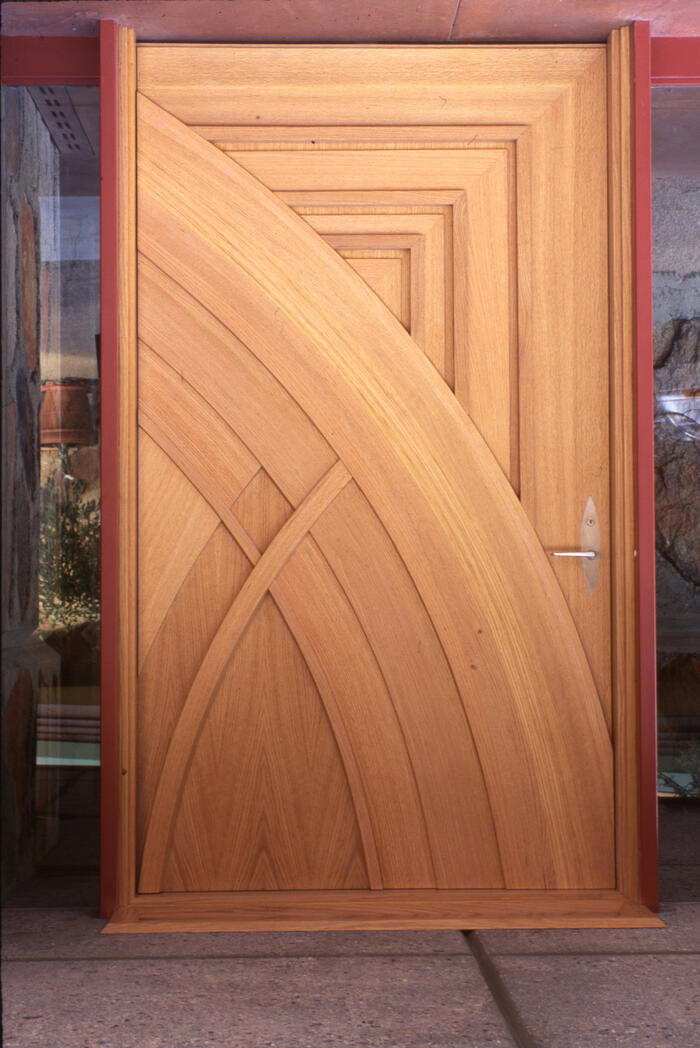 View of Front Door, House for David Elgin and Annaliese Dodge ("Poppyfield 2") [Scottsdale, Arizona] (1989)